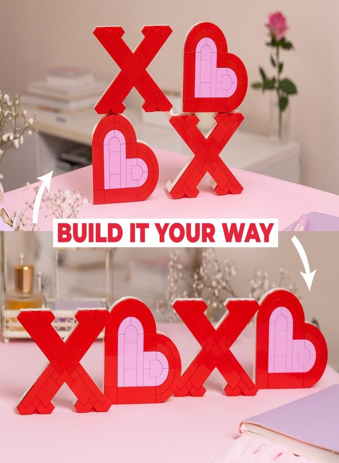 Brickcraft Bricktanicals XOXO Valentines Day Building Set 244 Pieces Heart Letter Display Decor Romantic Construction Kit Gift for Couples Home Shelf Desk Decoration Ages 8 and Up Valentine Gift Idea - Image 4